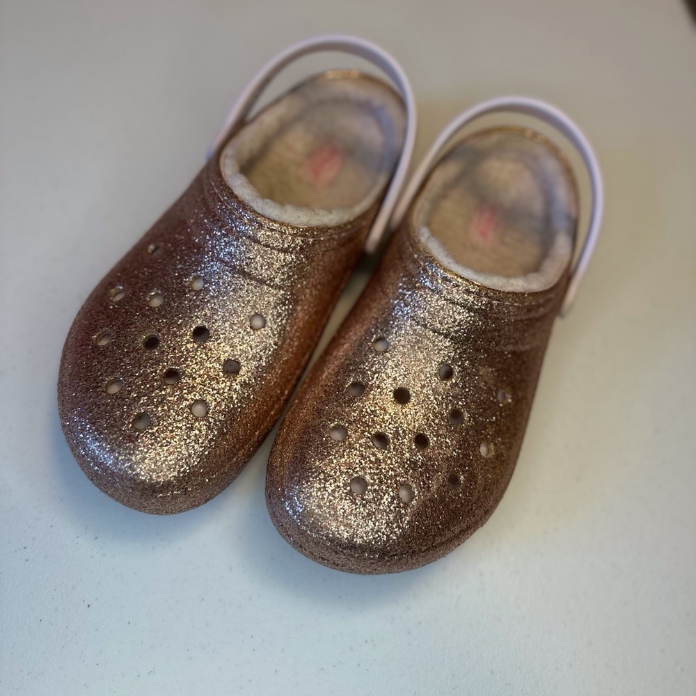 CROCS Glittery Gold Kids Slippers